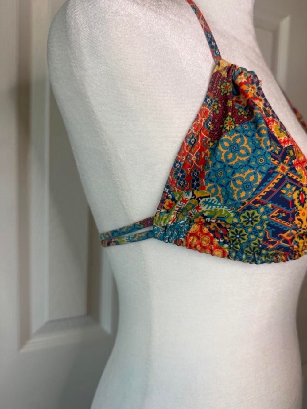 Boho Patchwork Print String Bikini Set Multicolor XS - Picture 4 of 7